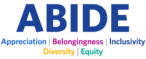 ABIDE logo appreciation, belongingness, inclusivity, diversity, equity